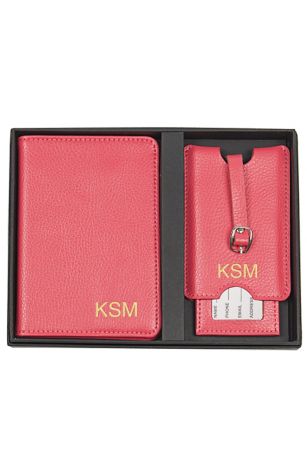 Personalized Leather Passport and Luggage Tag Set David's Bridal